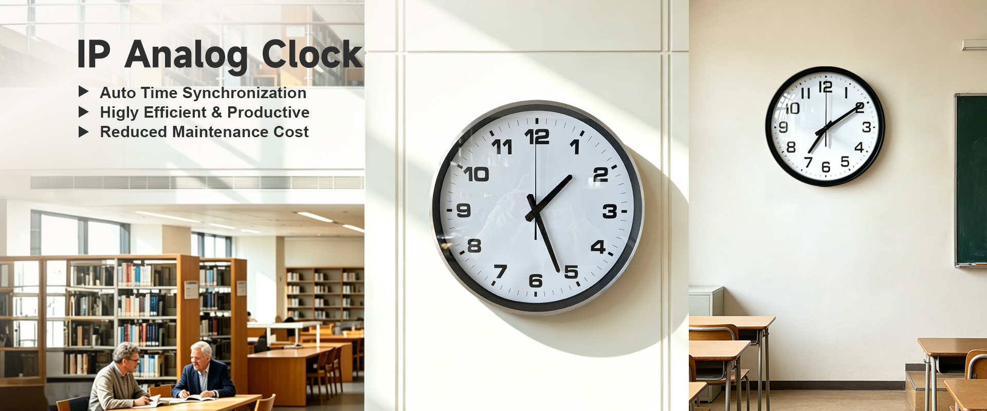 Reloj analógico IP con sincronización automática de la hora